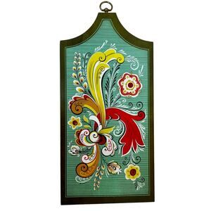 Berggren Rosemaling Scandinavian Cutting Board Wall Decor Wood Floral 1960's